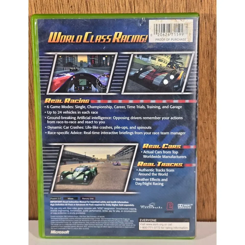 Xbox Total Immersion Racing TIR CIB Complete Empire Interactive Racing Game